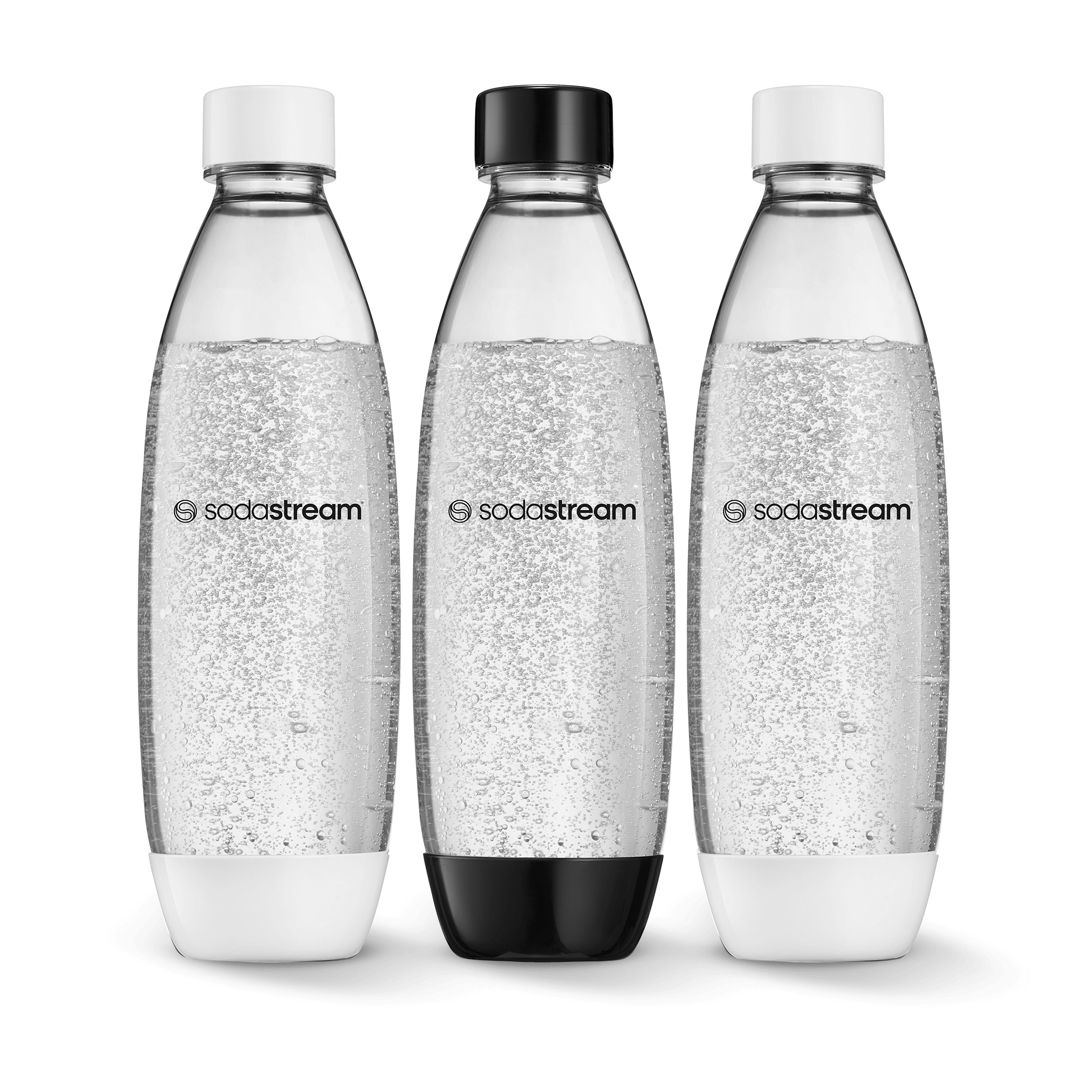 שלישיית בקבוקי פלסטיק בצבע שחור-לבן בנפח 1 ליטר* sodastream