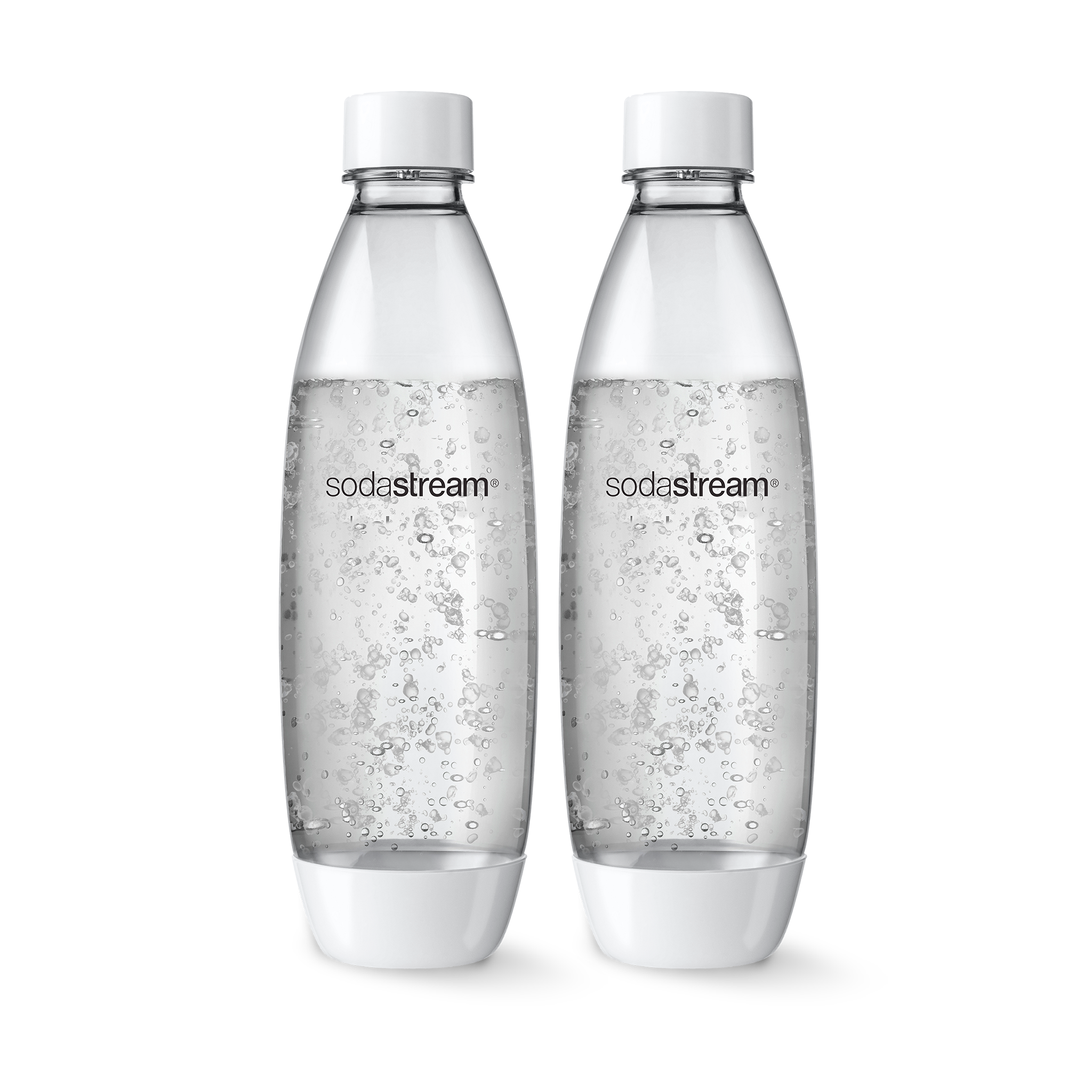 צמד בקבוקי פלסטיק בצבע לבן בנפח 1 ליטר* - מתאים לשימוש במדיח sodastream