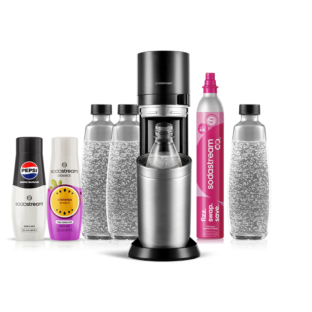 מכשיר סודהסטרים ®DUO
משלוח חינם ברכישה מעל 249 ₪
משלוח עד הבית בתוך 5 ימי עסקים
אחריות של שנה למכשיר