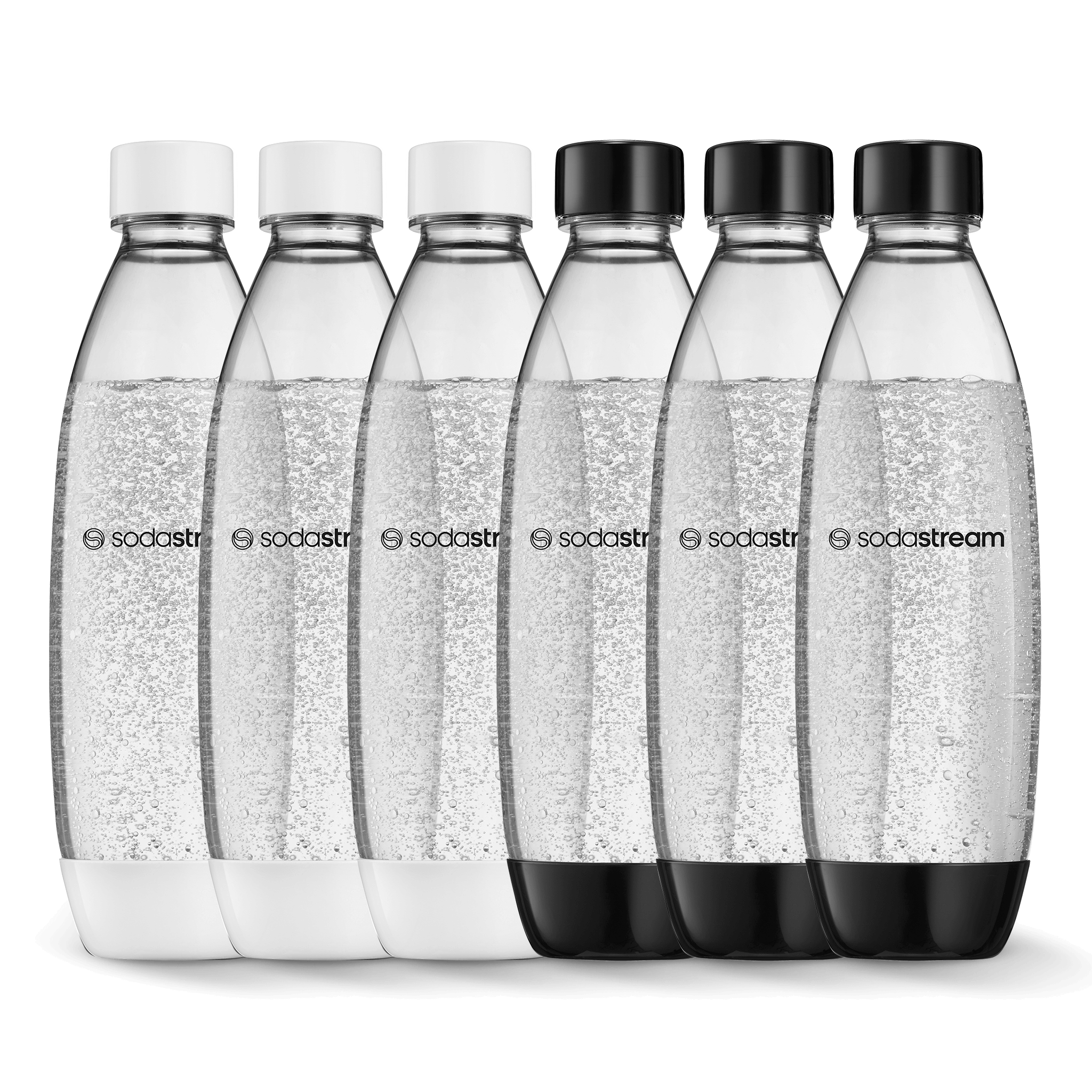 שישיית בקבוקי פלסטיק בצבע שחור לבן בנפח 1 ליטר* sodastream