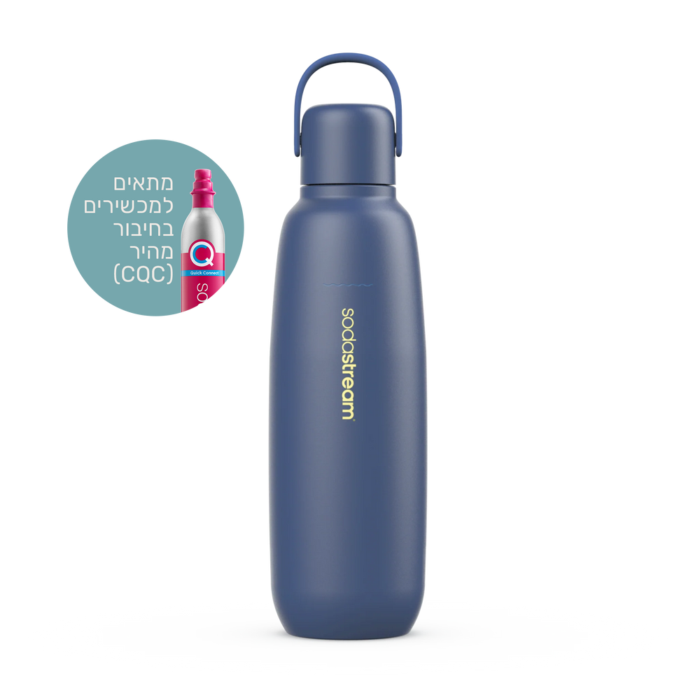 בקבוק הגזה תרמי מנירוסטה בנפח 0.9 ליטר בצבע כחול סערה