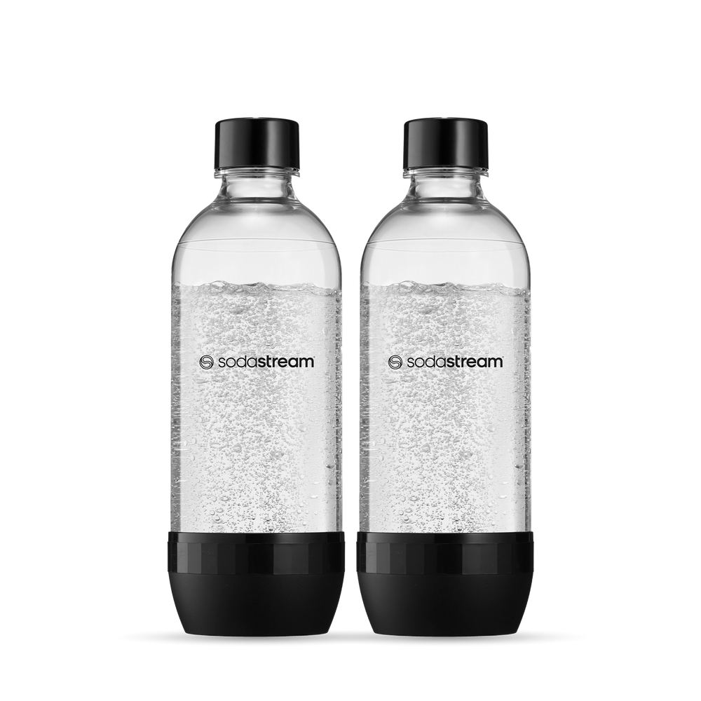 צמד בקבוקי הגזה מפלסטיק לשימוש רב פעמי מדגם קלאסי בצבע שחור בנפח 1 ליטר*