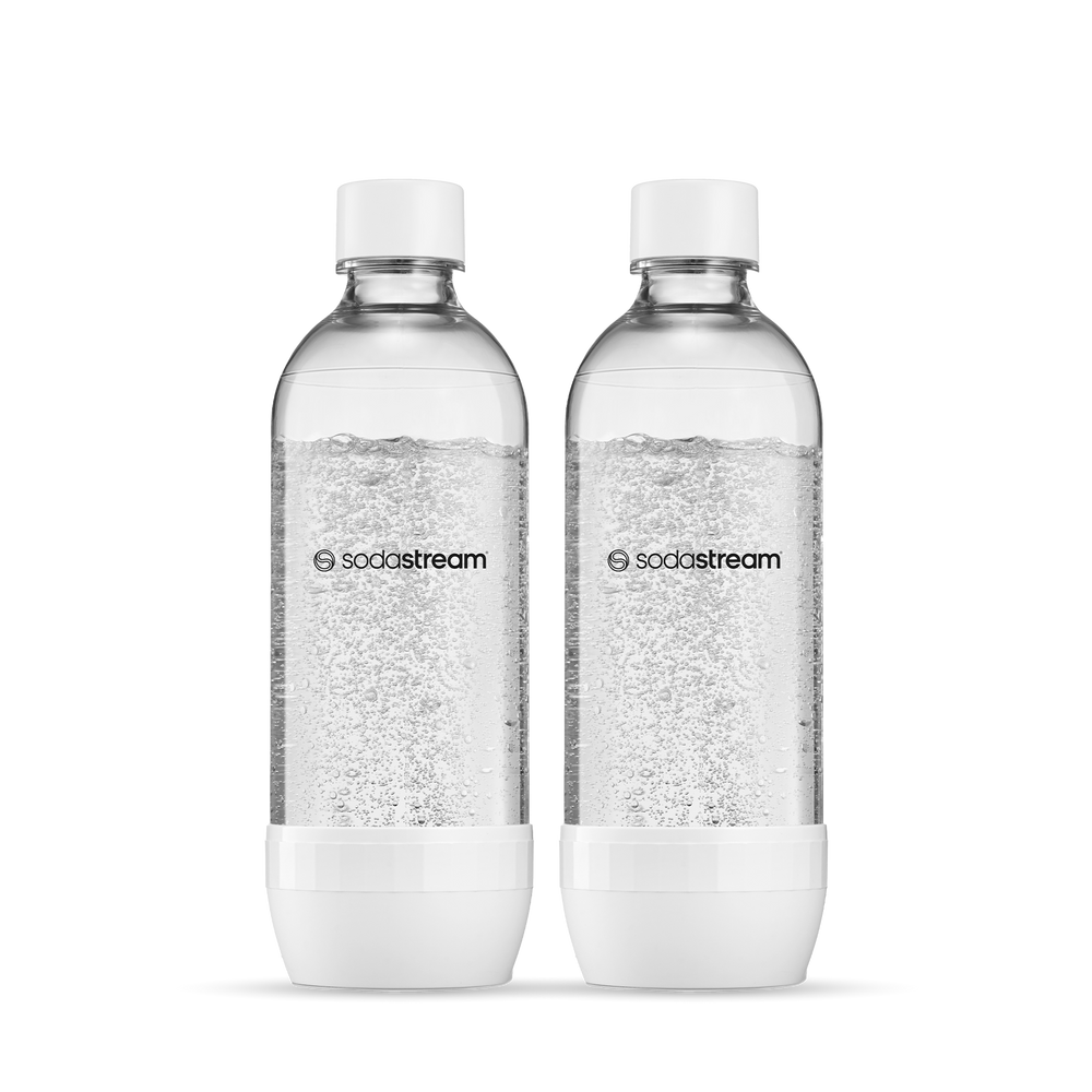 צמד בקבוקי הגזה מפלסטיק לשימוש רב פעמי מדגם קלאסי בצבע לבן בנפח 1 ליטר*