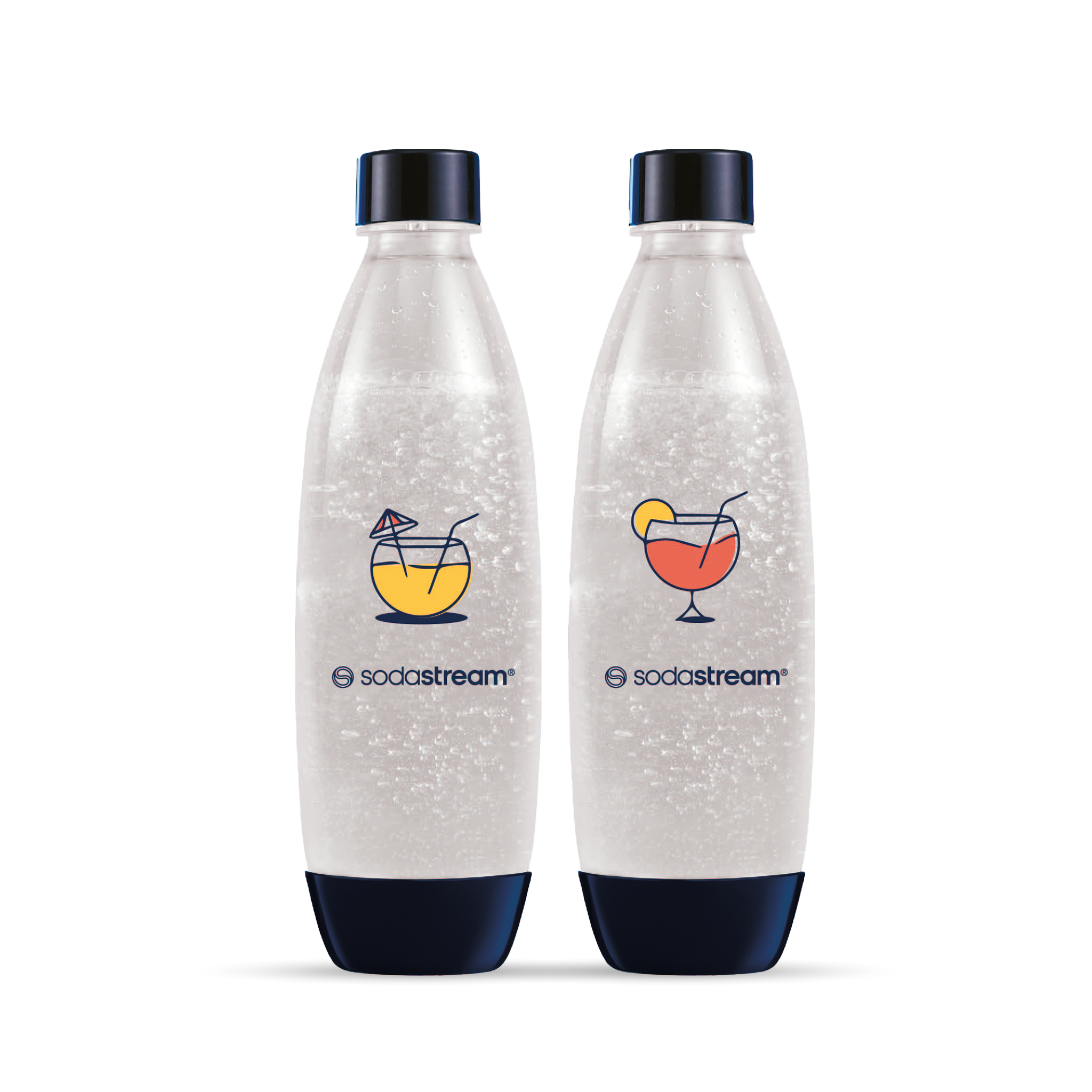 צמד בקבוקי פלסטיק בעיצוב קוקטיילים בנפח 1 ליטר* - מתאים לשימוש במדיח sodastream
