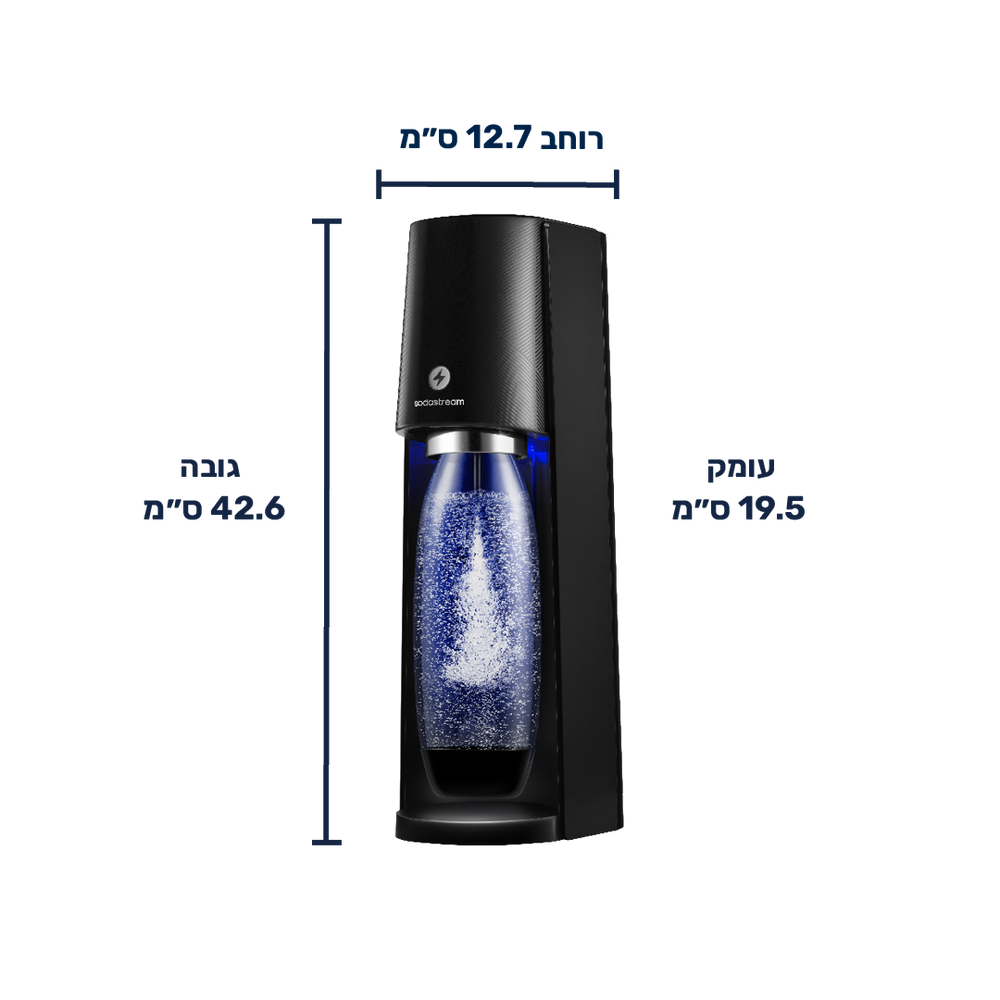 מכשיר סודה סטרים e-terra שחור גודל ומימדים