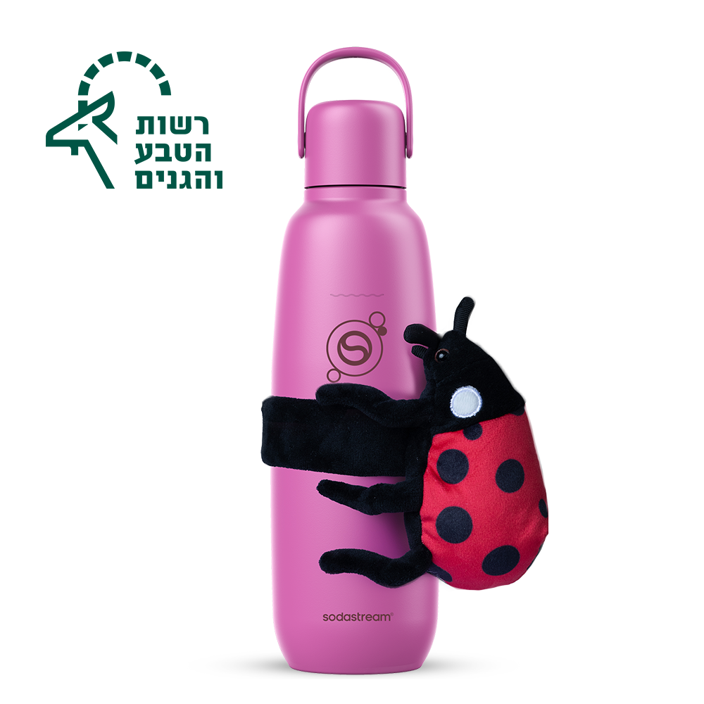 בקבוק הגזה תרמי FIZZ & GO® Stainless Steel בצבע ורוד בנפח 0.9 ליטר* - חיפושית