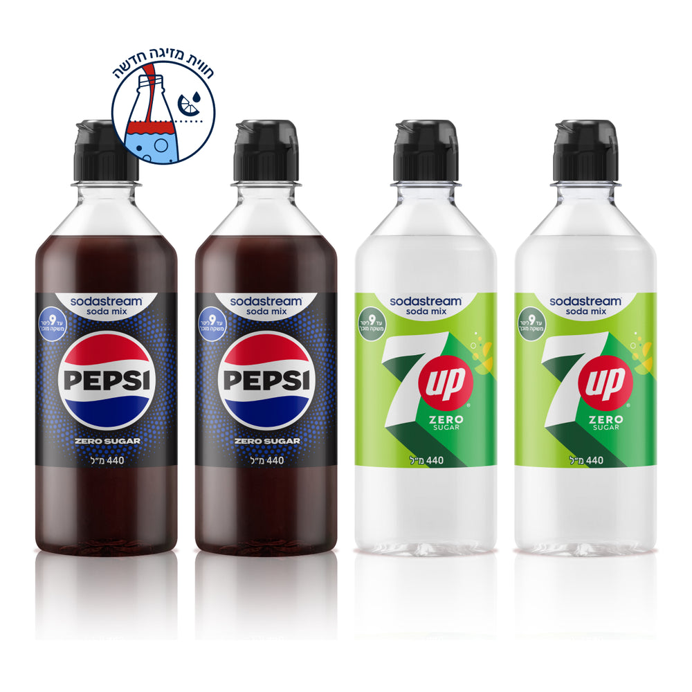 מארז PEPSI® Zero ו-7UP® Zero רביעייה