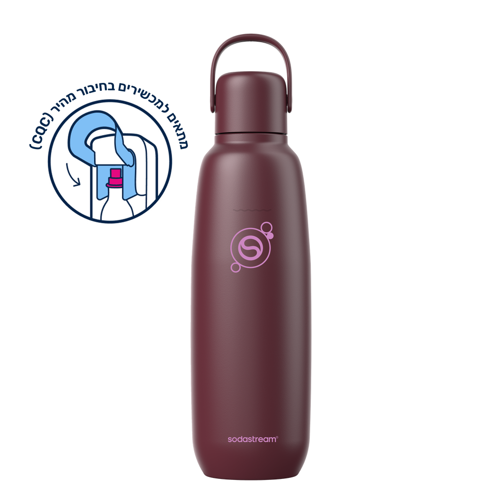 FIZZ & GO® Stainless Steel - בקבוק הגזה תרמי בצבע בורדו בנפח 0.9 ליטר*