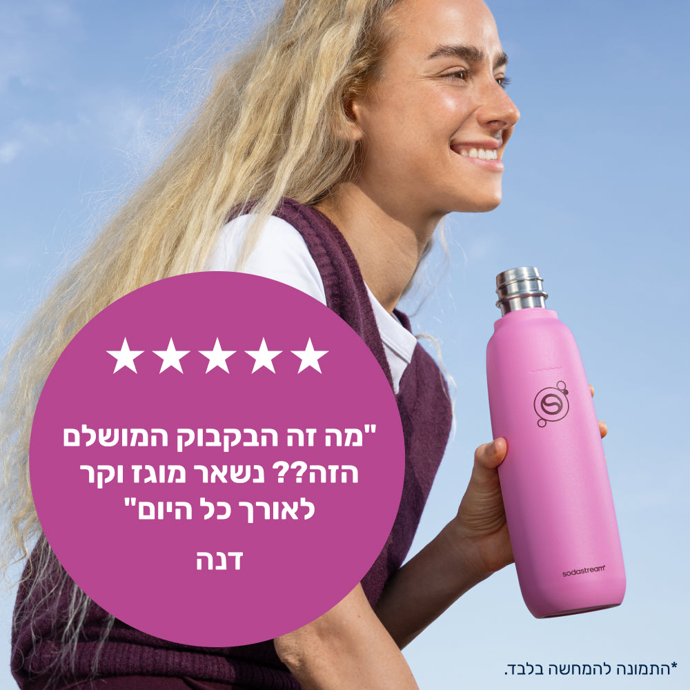 FIZZ & GO® Stainless Steel - בקבוק הגזה תרמי בצבע ורוד בנפח 0.9 ליטר* – 8