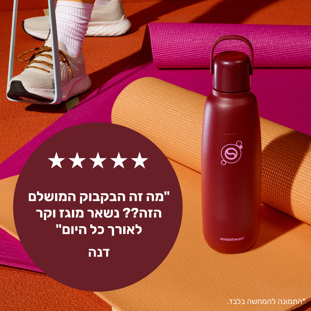 FIZZ & GO® Stainless Steel - בקבוק הגזה תרמי בצבע בורדו בנפח 0.9 ליטר* – 5